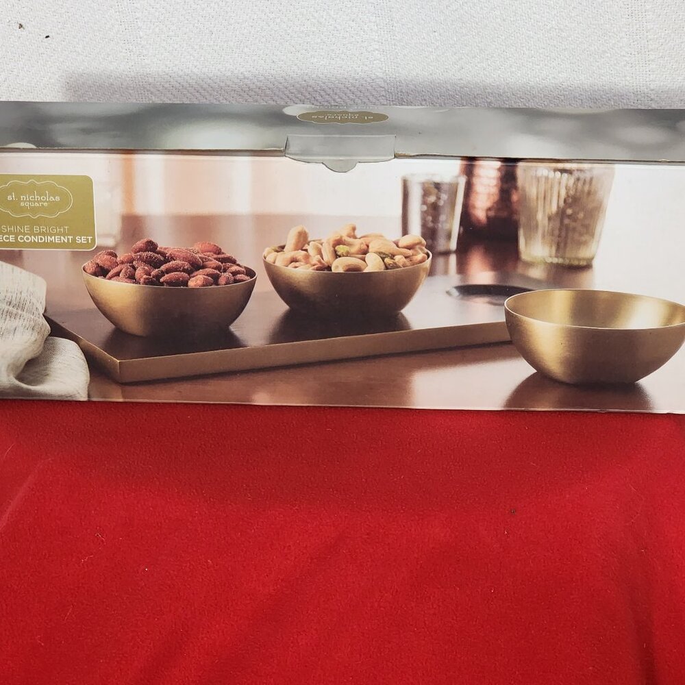 Kohl's St. Nicholas Square Shine Bright Old Gold 4-Piece Condiment Serving Set